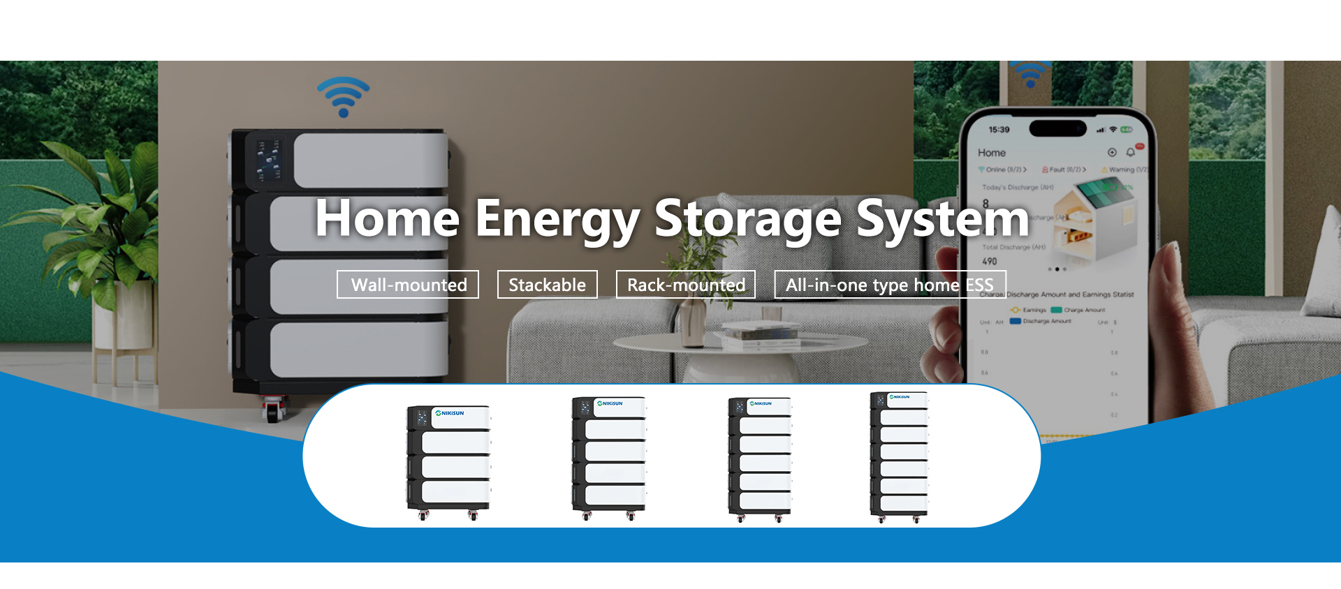 Stackable home energy storage system installed in a modern residence