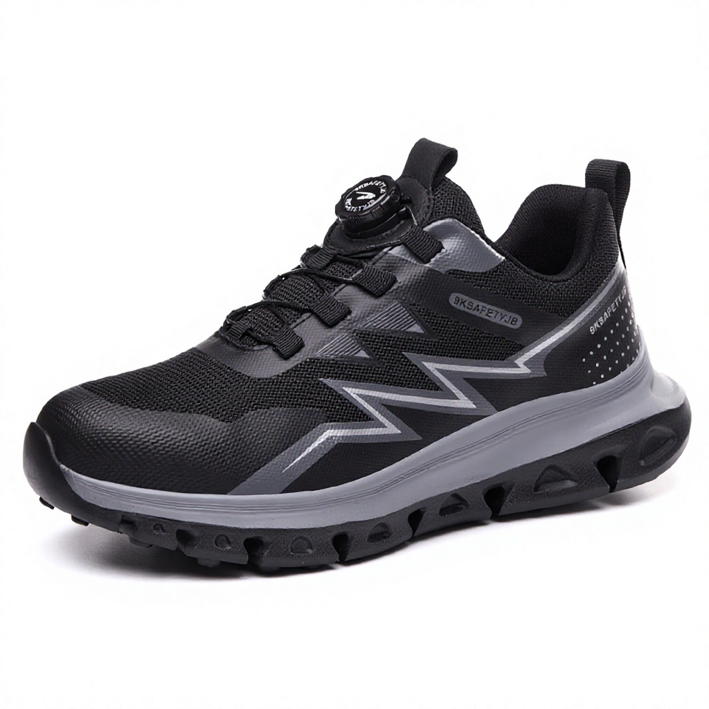 Men's Safety Shoes Ladle Head Toe-Resistant Puncture-Proof Lightweight Flying Mesh Upper Rubber-Plastic Sole Durable All-Day