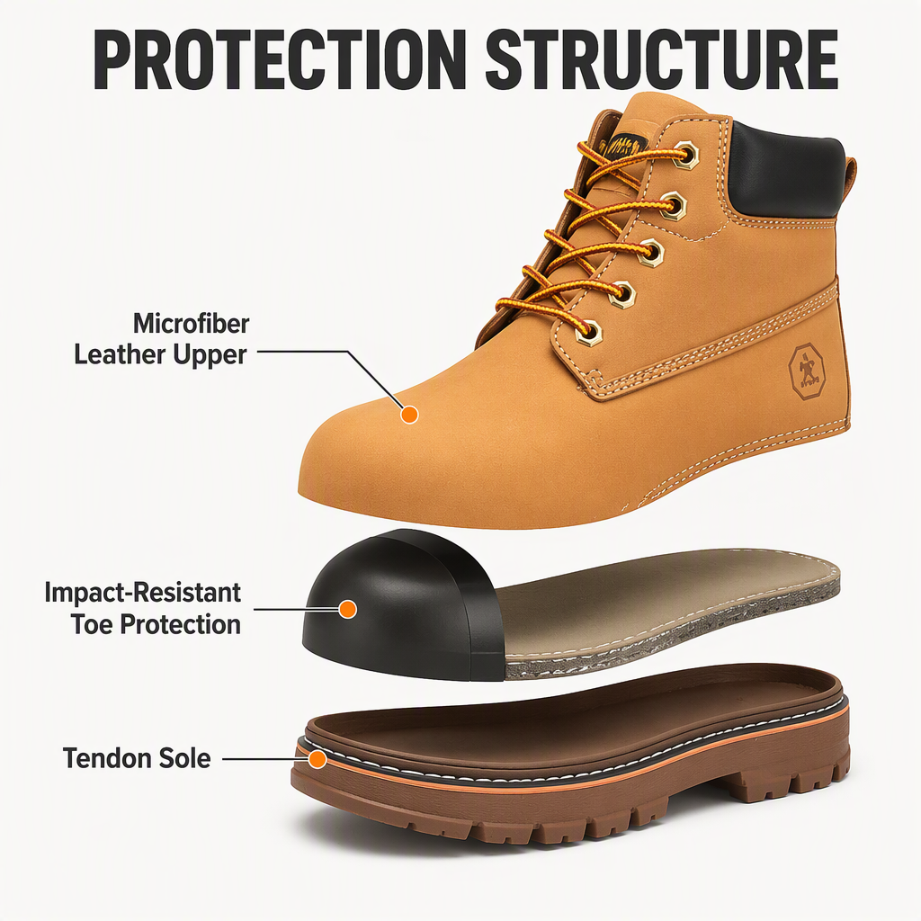 Clearance Sale Head High-top Microfiber Leather Mens Summer Shoes Non-slip Tendon Sole Impact-resistant Puncture-proof