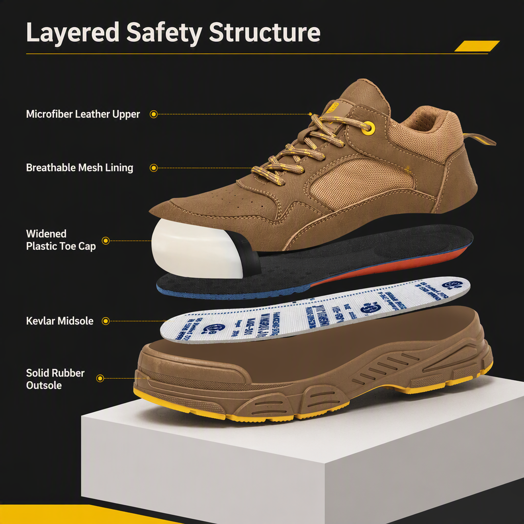 Electrician's Foot Guard Safety Shoes Insulated Breathable Deodorizing Puncture-Proof Microfiber Leather Work Boots