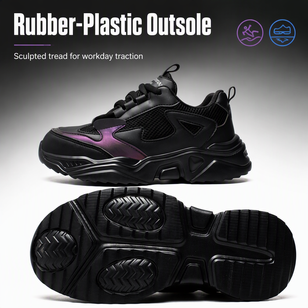 Women's Safety Shoes Steel Toe Low-top Microfiber Mesh Upper Offering Impact Puncture Resistance Lightweight Comfortable