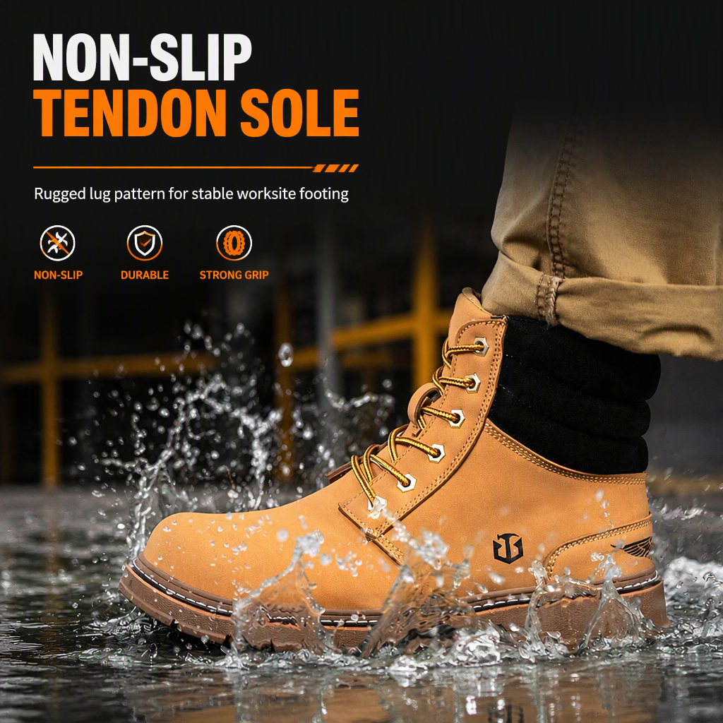 Clearance Sale Head High-top Microfiber Leather Mens Summer Shoes Non-slip Tendon Sole Impact-resistant Puncture-proof