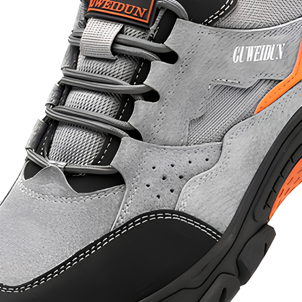 Men's Safety Shoes Puncture-proof Cowhide Upper Plastic Toe Cap Lightweight Low-top for Construction Sites