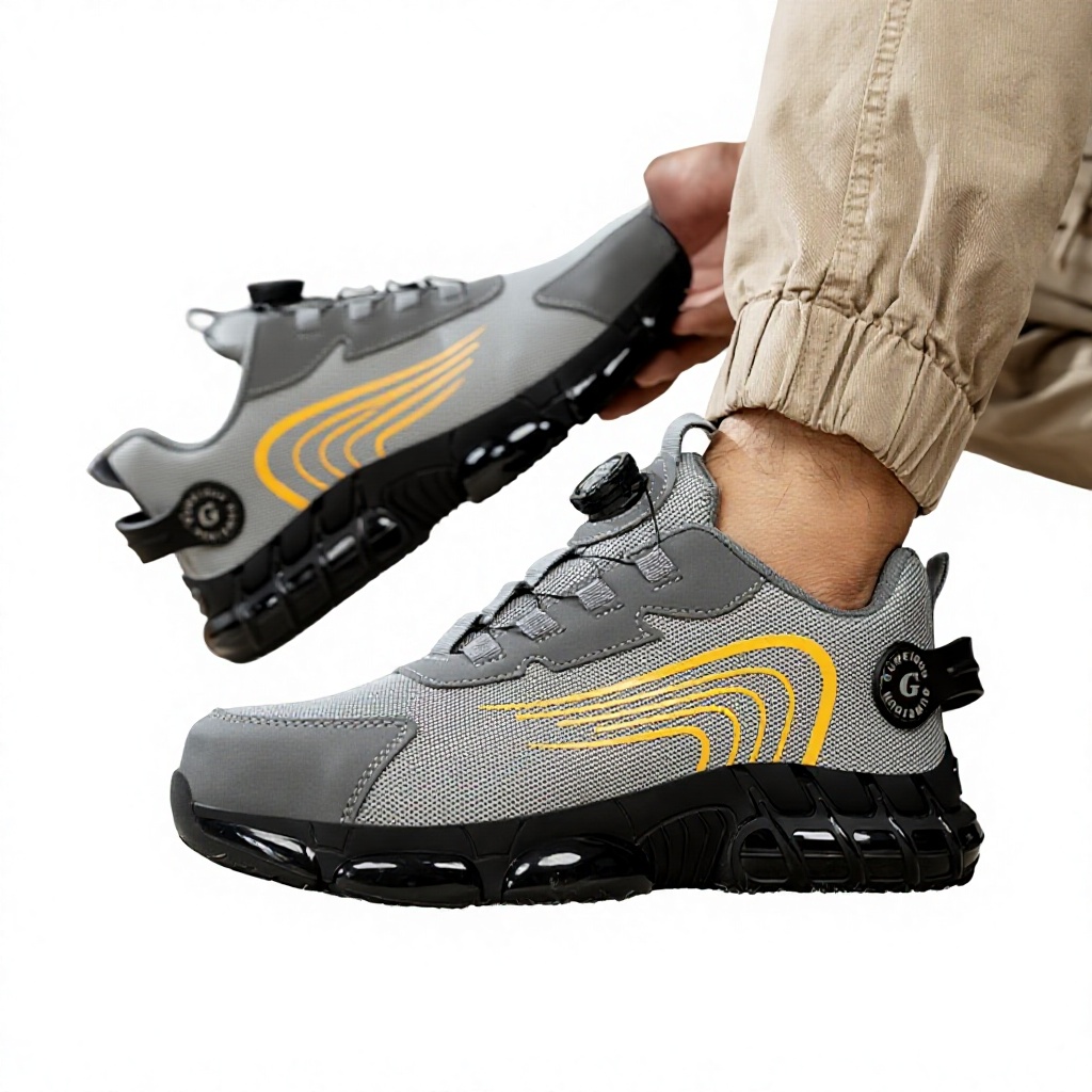 Custom-made Labor-Protective Low-top Men's Work Boots with for Upper Puncture-proof for Workshop and Construction Site Use