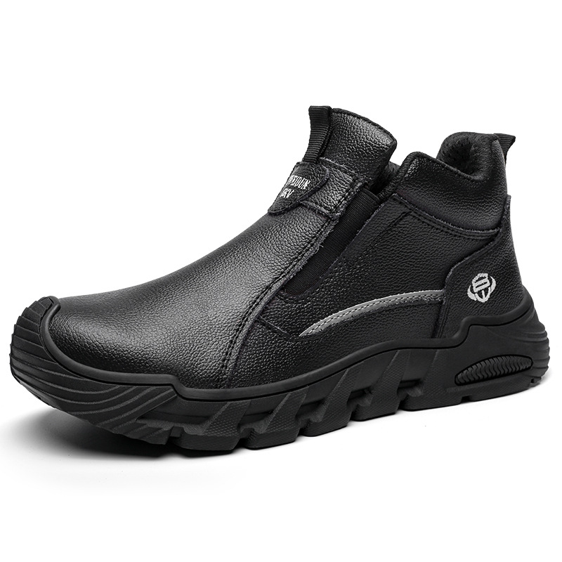 Waterproof Cowhide Upper Safety Shoes Electrician's Insulated Boots Crush-Resistant Rubber Outsole Plastic Toe Cap Men's Welding