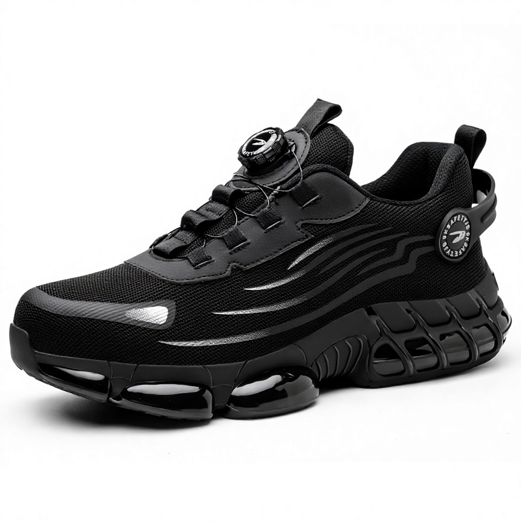 Men's Labor Protection Safety Shoes for Upper Rubber Outsole Button Closure Ladle Head Toe Puncture-Proof Outdoor Work All