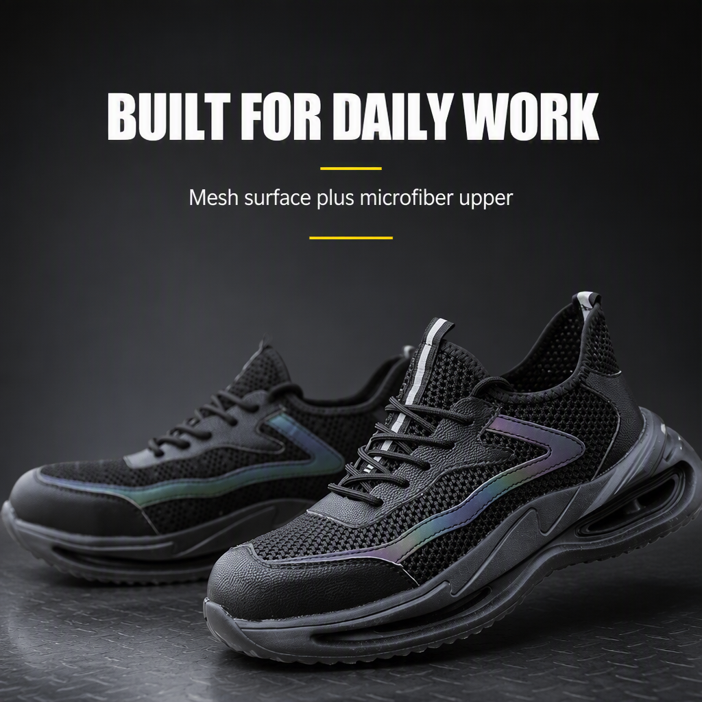 Men's Summer Work Safety Shoes Low Top Breathable Odor-Resistant Steel Cap Anti-Smash Anti-Puncture Ultra-Lightweight