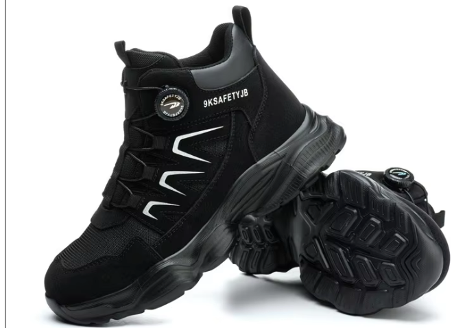 Men's High Top Steel Toe Cap Safety Shoes-Puncture-Proof Microfiber Leather Upper Durable Rubber Outsole All Seasons