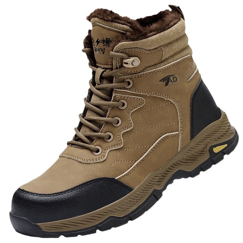 Winter Men's High-Top Safety Shoes Microfiber Leather Crush-Resistant Puncture-Proof