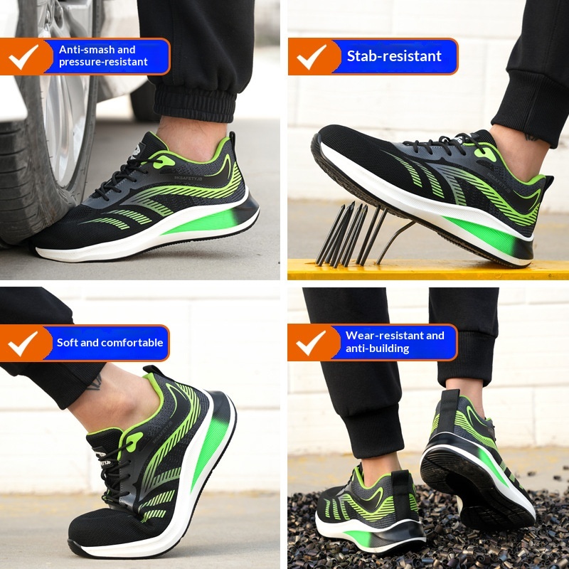Unisex Labor Protection Safety Shoes Steel Toe Cap Breathable for Upper PU Sole Summer Work Construction Shoes