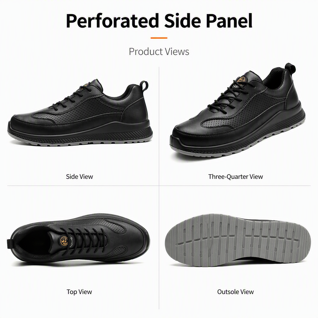 Men's Electrical Insulating Safety Shoes Plastic Steel Toe Cap Microfiber Upper Polyurethane Outsole Lightweight Impact Puncture