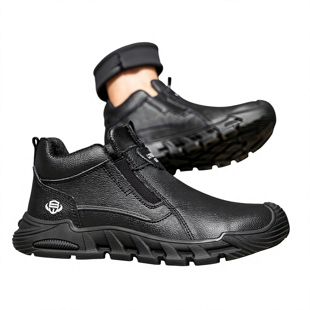 Waterproof Cowhide Upper Safety Shoes Electrician's Insulated Boots Crush-Resistant Rubber Outsole Plastic Toe Cap Men's Welding