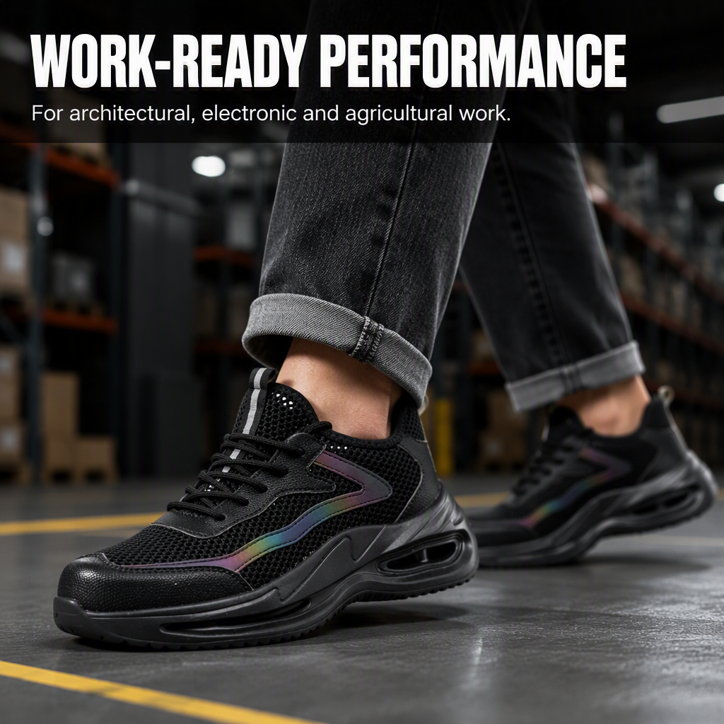 Men's Summer Work Safety Shoes Low Top Breathable Odor-Resistant Steel Cap Anti-Smash Anti-Puncture Ultra-Lightweight