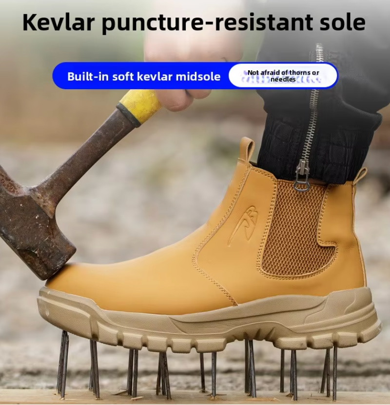 2026 New Men's High-top Microfiber Leather Steel Toe Cap Water-repellent Safety Boots Anti-puncture Wear-resistant