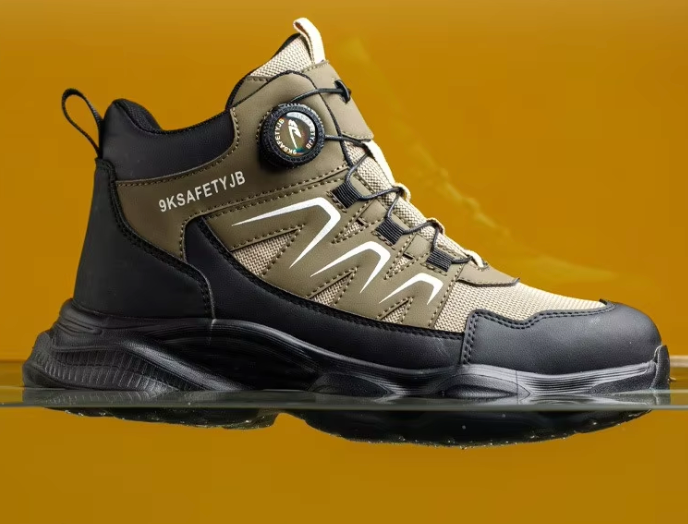 Men's High Top Steel Toe Cap Safety Shoes-Puncture-Proof Microfiber Leather Upper Durable Rubber Outsole All Seasons