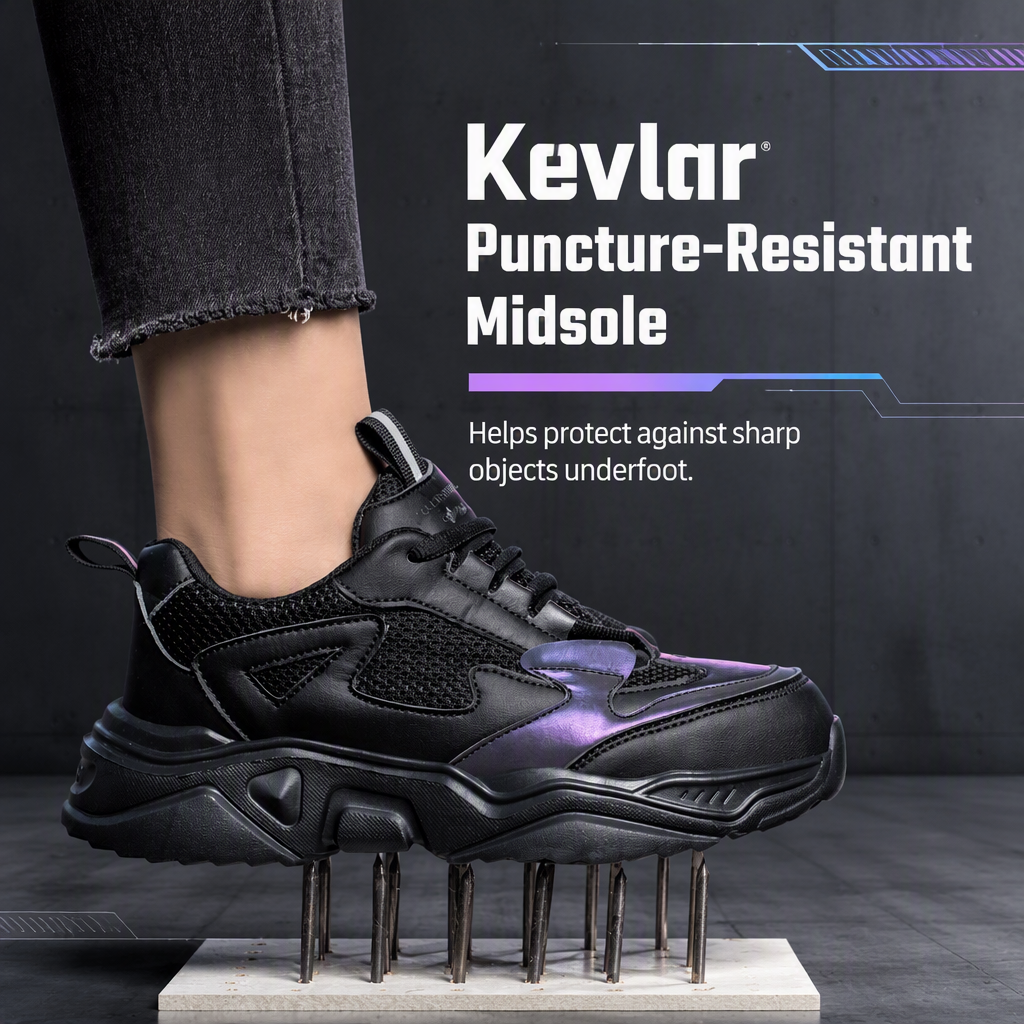 Women's Safety Shoes Steel Toe Low-top Microfiber Mesh Upper Offering Impact Puncture Resistance Lightweight Comfortable