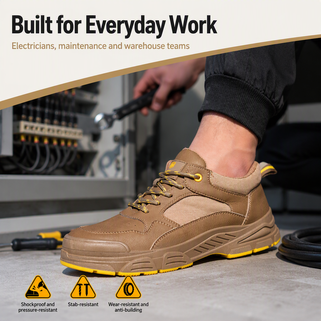 Electrician's Foot Guard Safety Shoes Insulated Breathable Deodorizing Puncture-Proof Microfiber Leather Work Boots