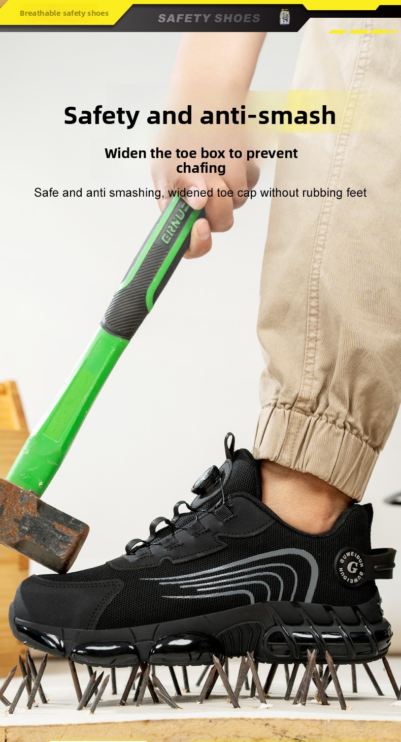 Men's Low Top Steel Toe Cap Safety Shoes with for Upper Anti-smash Anti-puncture Breathable & Comfortable Work Shoes