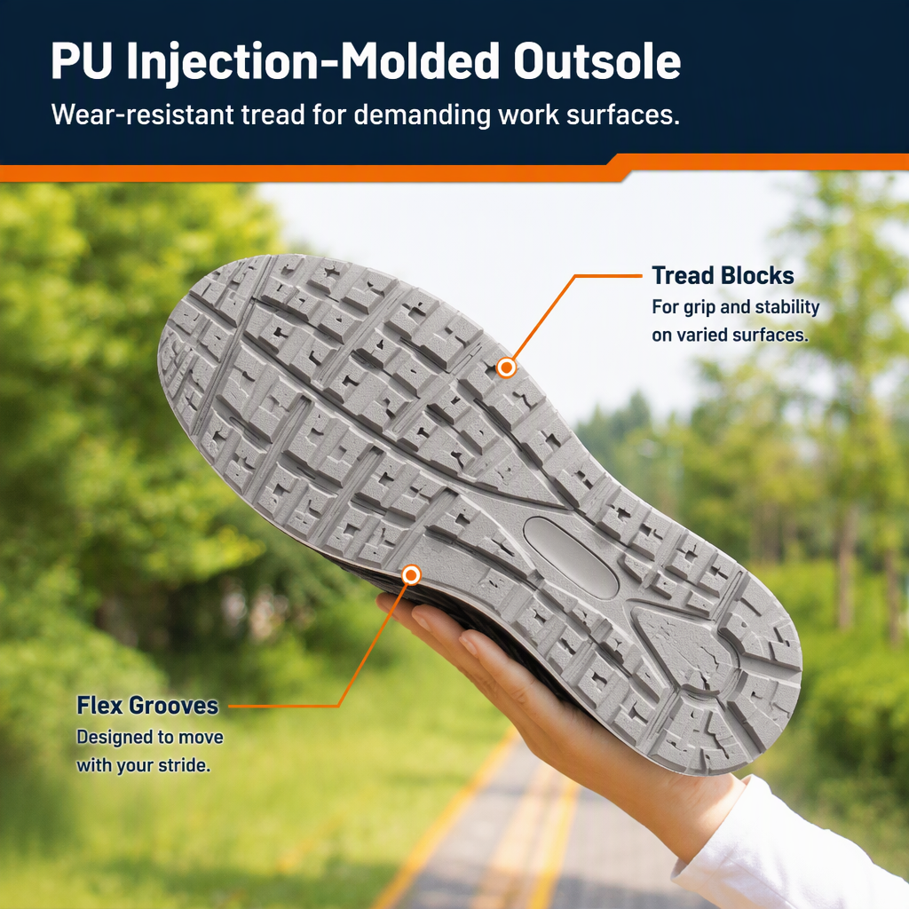 Mens Impact Resistant Safety Shoes Round Toe Puncture Proof Suede Mesh Work Footwear for Construction