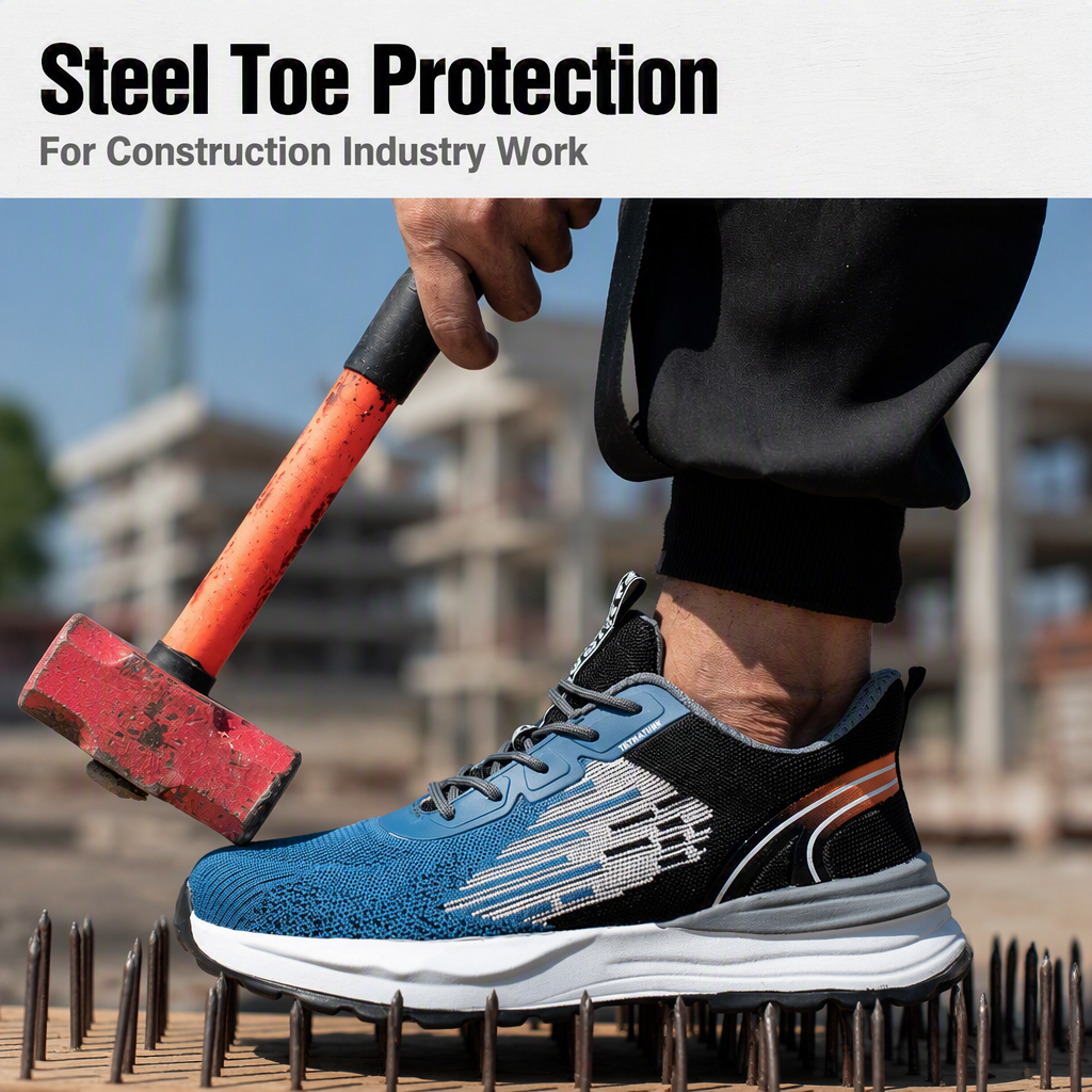 Men's Safety Shoes Steel Toe for Upper Ultra-lightweight Breathable Insulated Crush/Puncture Resistant Deodorizing