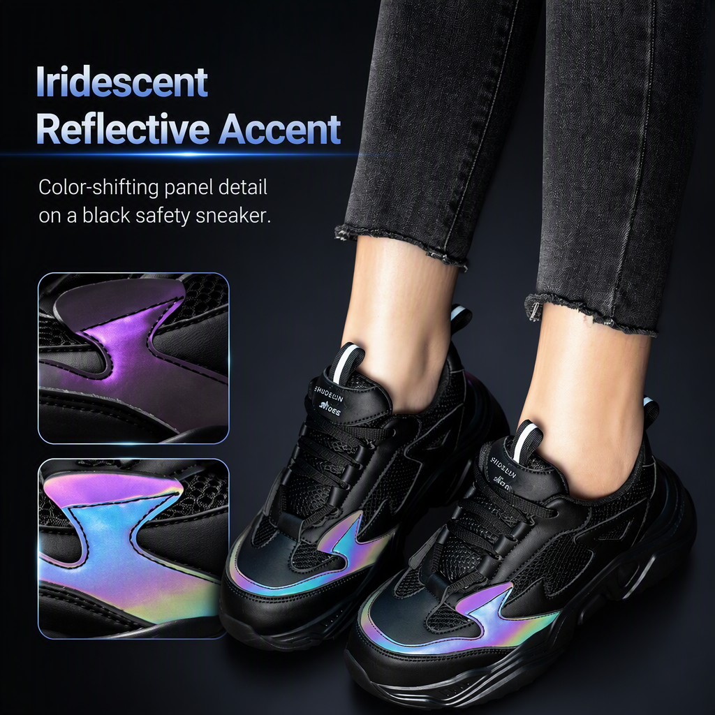 Women's Safety Shoes Steel Toe Low-top Microfiber Mesh Upper Offering Impact Puncture Resistance Lightweight Comfortable