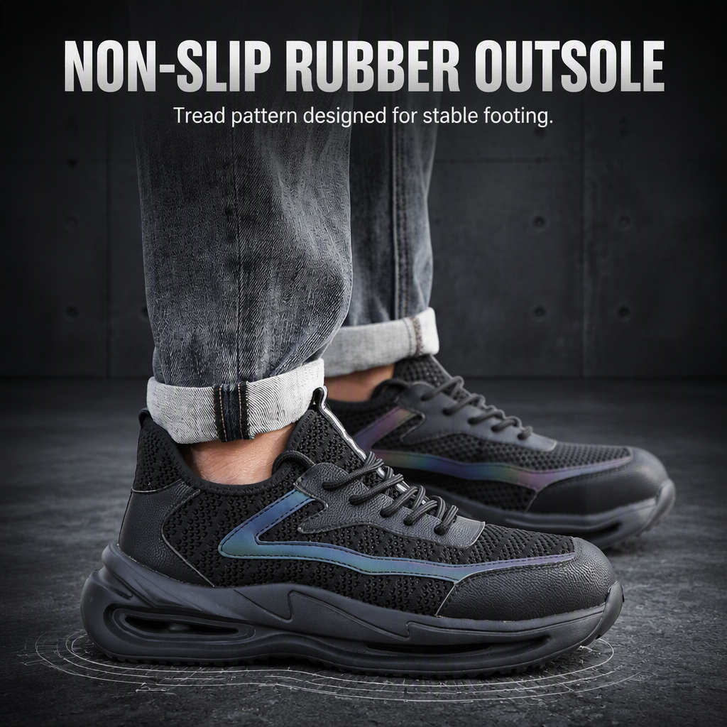 Men's Summer Work Safety Shoes Low Top Breathable Odor-Resistant Steel Cap Anti-Smash Anti-Puncture Ultra-Lightweight
