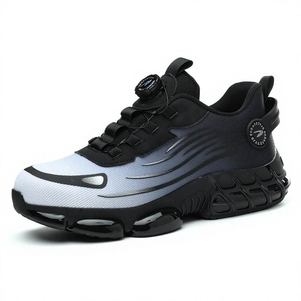 Men's Labor Protection Safety Shoes for Upper Rubber Outsole Button Closure Ladle Head Toe Puncture-Proof Outdoor Work All