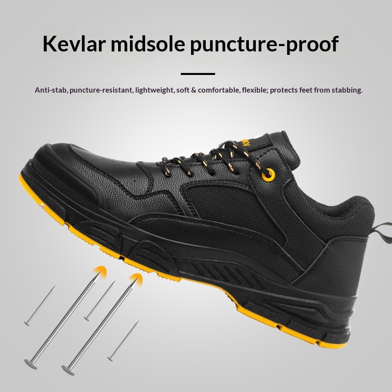 Electrician's Foot Guard Safety Shoes Insulated Breathable Deodorizing Puncture-Proof Microfiber Leather Work Boots