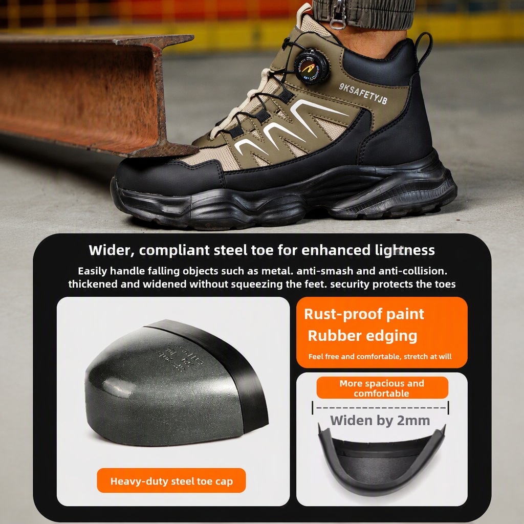 Men's High Top Steel Toe Cap Safety Shoes-Puncture-Proof Microfiber Leather Upper Durable Rubber Outsole All Seasons
