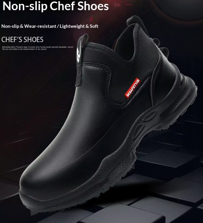Men's Hotel Chef Shoes New Cross-border Style Imitation Microfiber Upper Lightweight Anti-slip Oil-resistant Work Boots