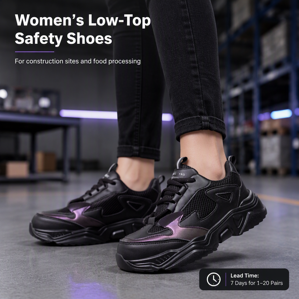 Women's Safety Shoes Steel Toe Low-top Microfiber Mesh Upper Offering Impact Puncture Resistance Lightweight Comfortable