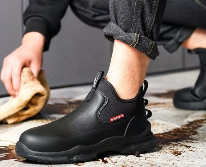 Men's Hotel Chef Shoes New Cross-border Style Imitation Microfiber Upper Lightweight Anti-slip Oil-resistant Work Boots