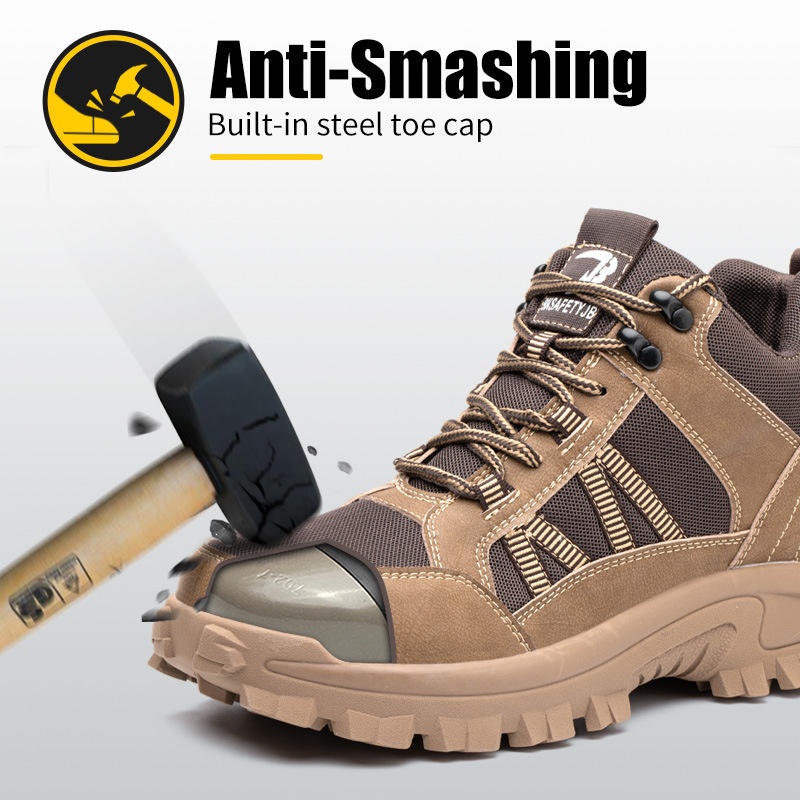 All-Season Breathable Mesh Safety Shoes Anti-Smash Anti-Puncture Lightweight Steel Toe Cap Men High-Density