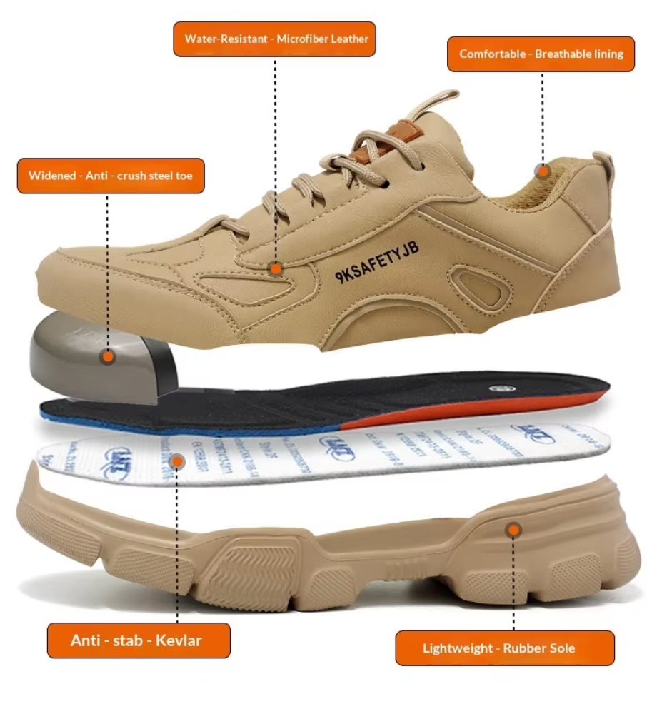 Men's Low Top Steel Toe Anti-smashing Anti-puncture Superfine Fiber Upper Rubber Outsole Safety Shoes for All Seasons