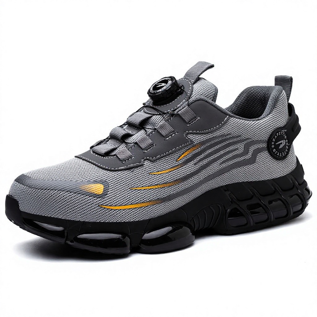 Men's Labor Protection Safety Shoes for Upper Rubber Outsole Button Closure Ladle Head Toe Puncture-Proof Outdoor Work All