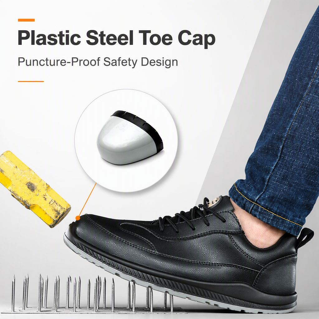 Men's Electrical Insulating Safety Shoes Plastic Steel Toe Cap Microfiber Upper Polyurethane Outsole Lightweight Impact Puncture