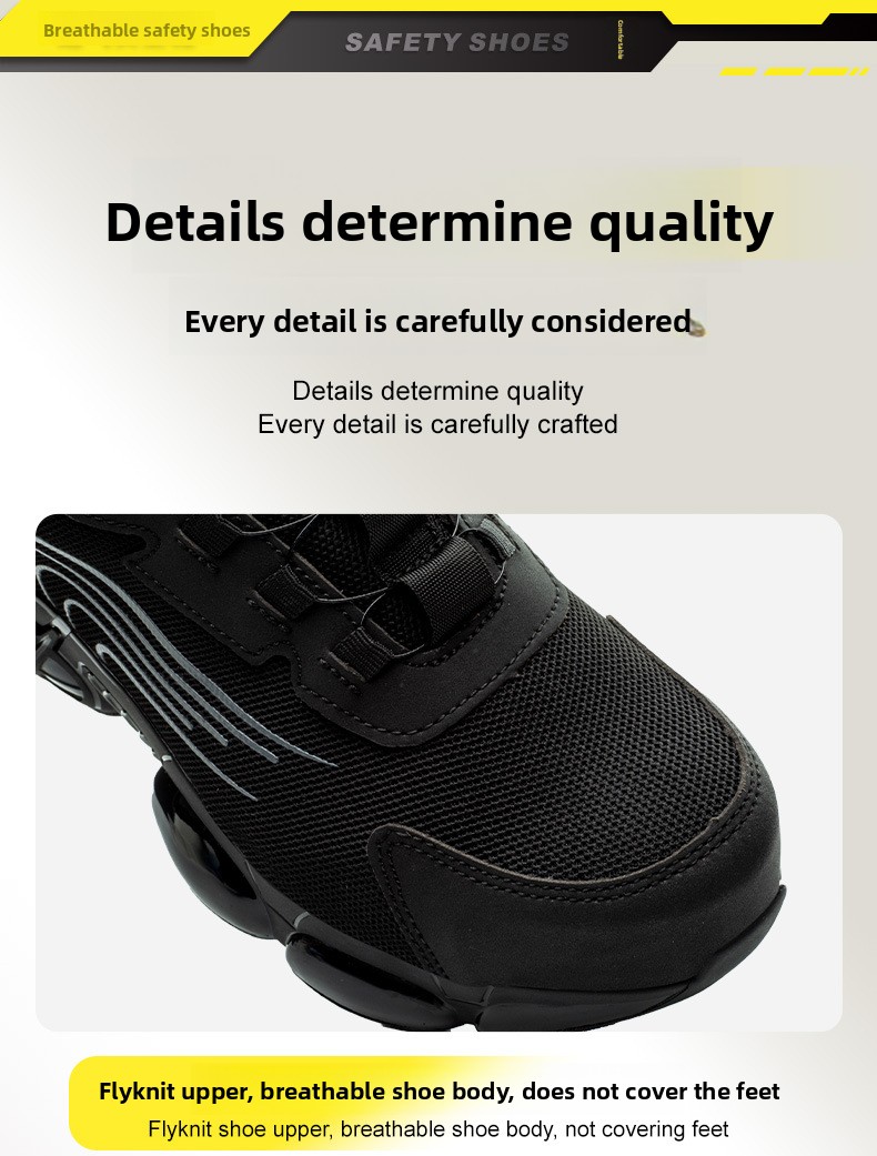 Men's Low Top Steel Toe Cap Safety Shoes with for Upper Anti-smash Anti-puncture Breathable & Comfortable Work Shoes
