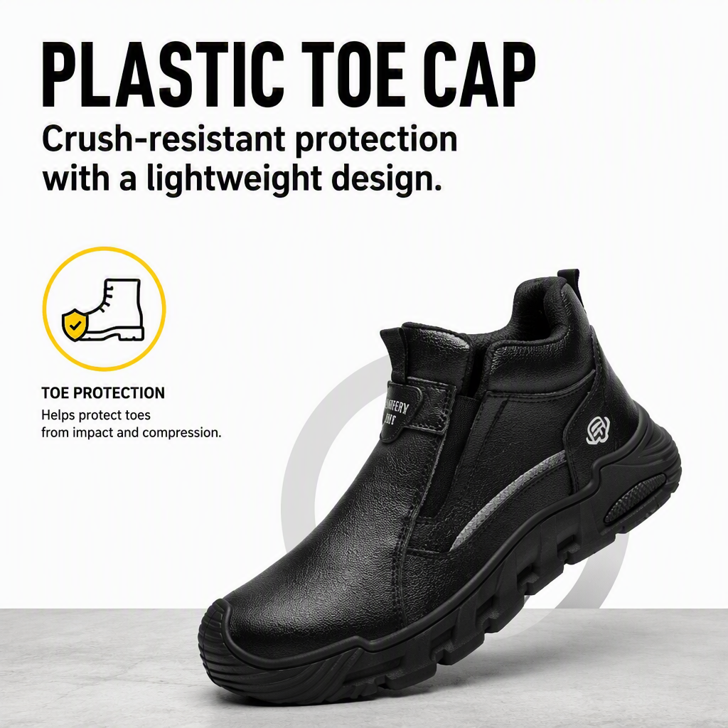 Waterproof Cowhide Upper Safety Shoes Electrician's Insulated Boots Crush-Resistant Rubber Outsole Plastic Toe Cap Men's Welding