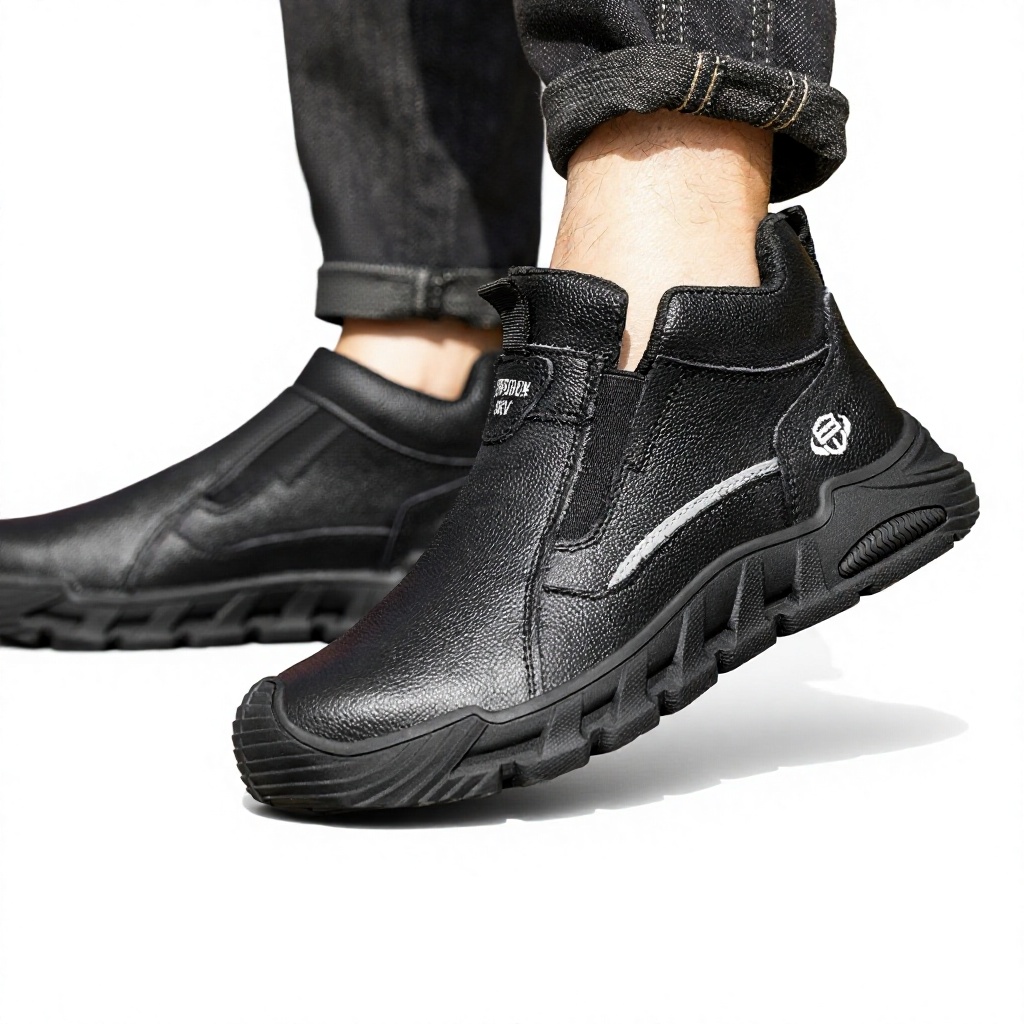 Waterproof Cowhide Upper Safety Shoes Electrician's Insulated Boots Crush-Resistant Rubber Outsole Plastic Toe Cap Men's Welding