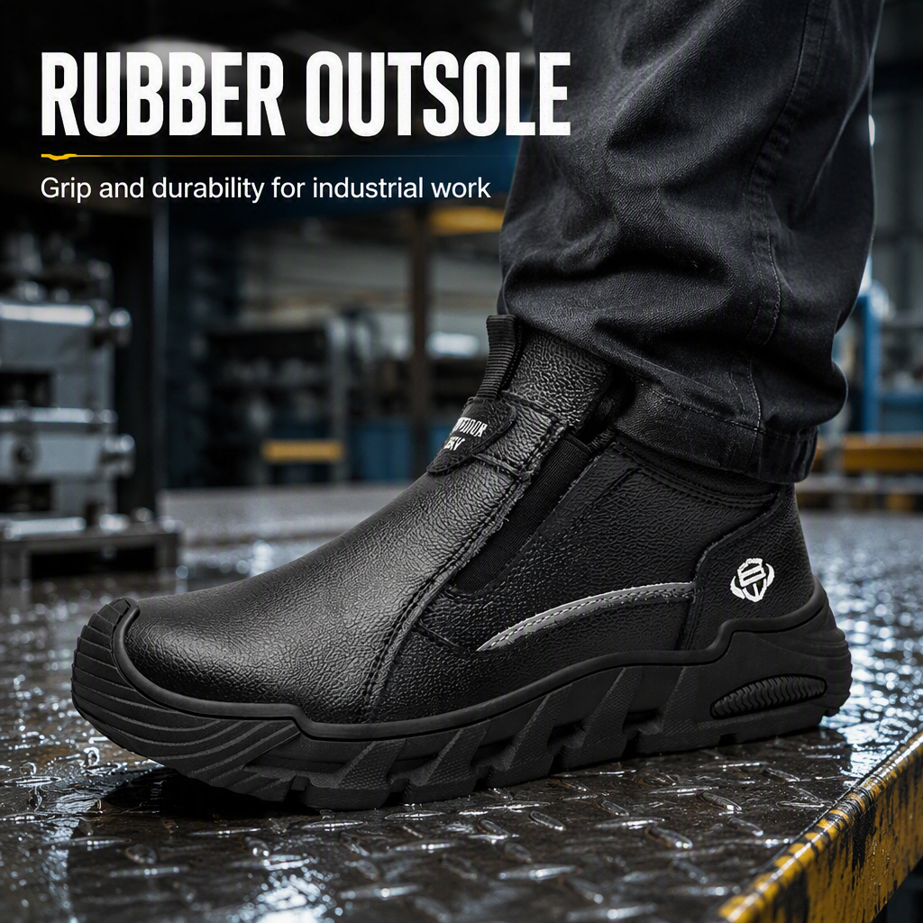 Waterproof Cowhide Upper Safety Shoes Electrician's Insulated Boots Crush-Resistant Rubber Outsole Plastic Toe Cap Men's Welding