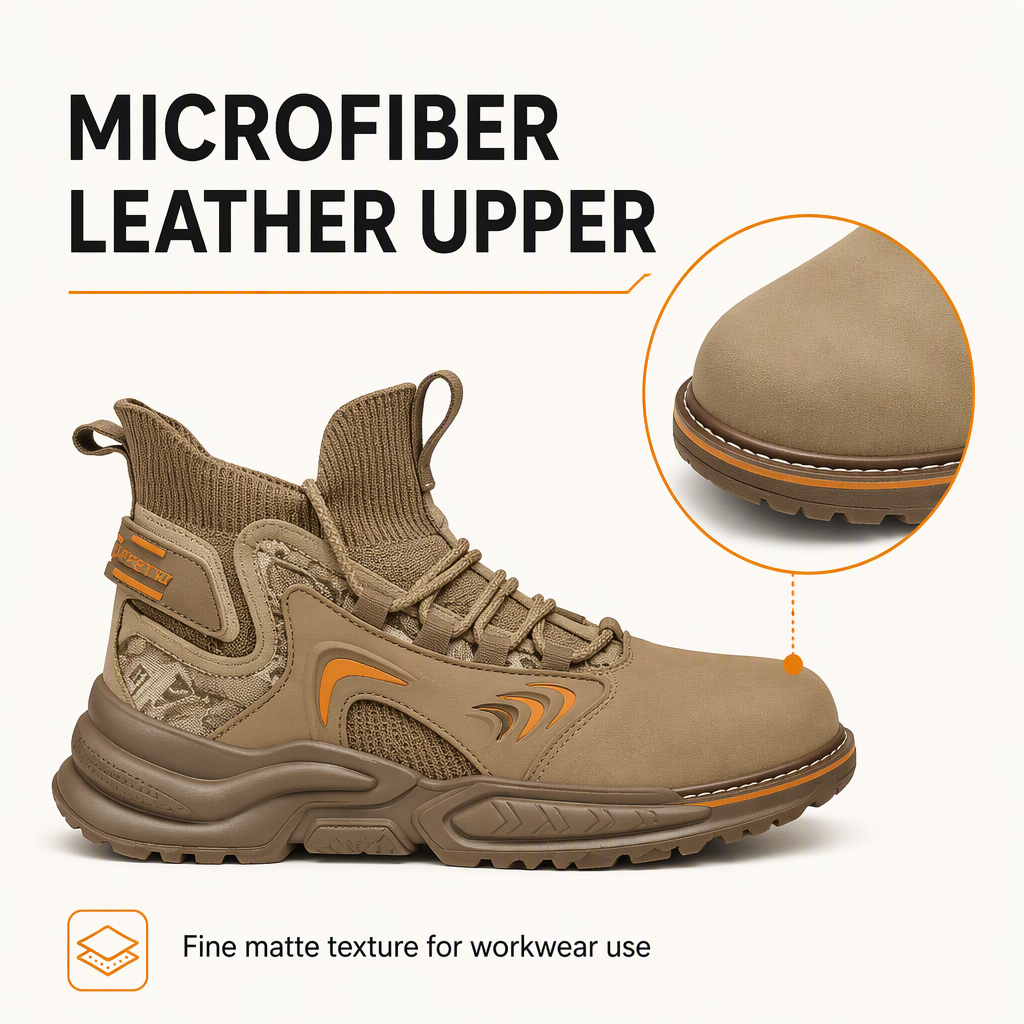 Clearance Sale Head High-top Microfiber Leather Mens Summer Shoes Non-slip Tendon Sole Impact-resistant Puncture-proof