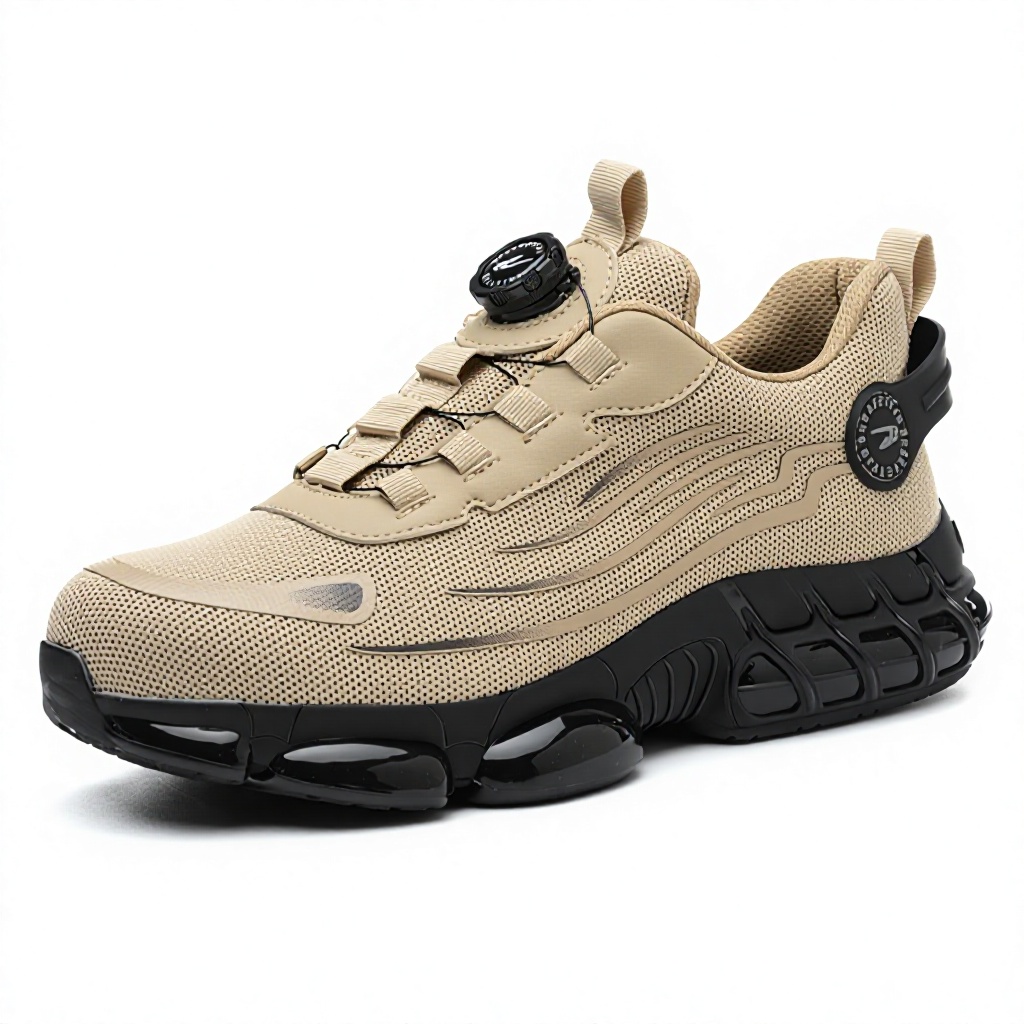 Men's Labor Protection Safety Shoes for Upper Rubber Outsole Button Closure Ladle Head Toe Puncture-Proof Outdoor Work All