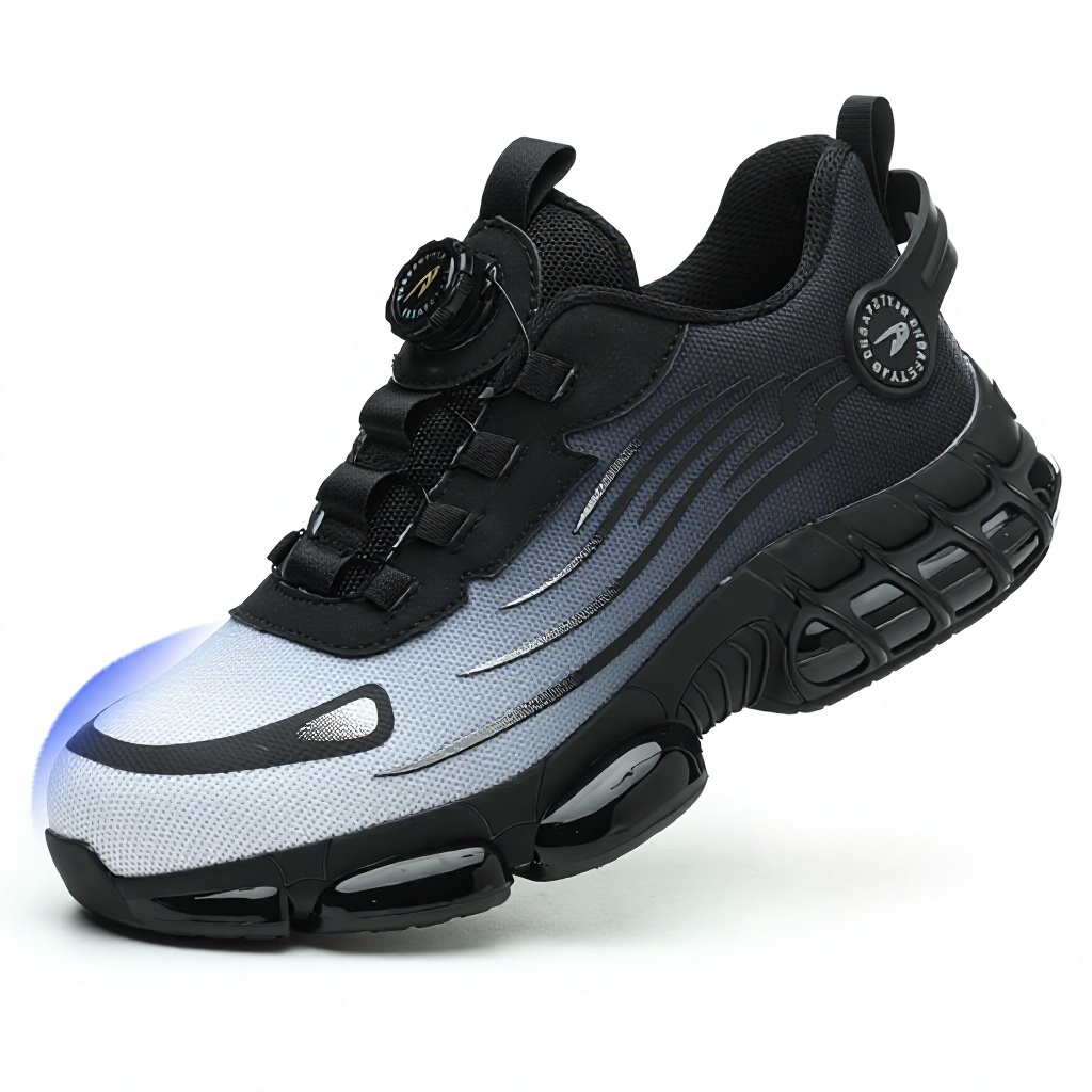 Men's Labor Protection Safety Shoes for Upper Rubber Outsole Button Closure Ladle Head Toe Puncture-Proof Outdoor Work All