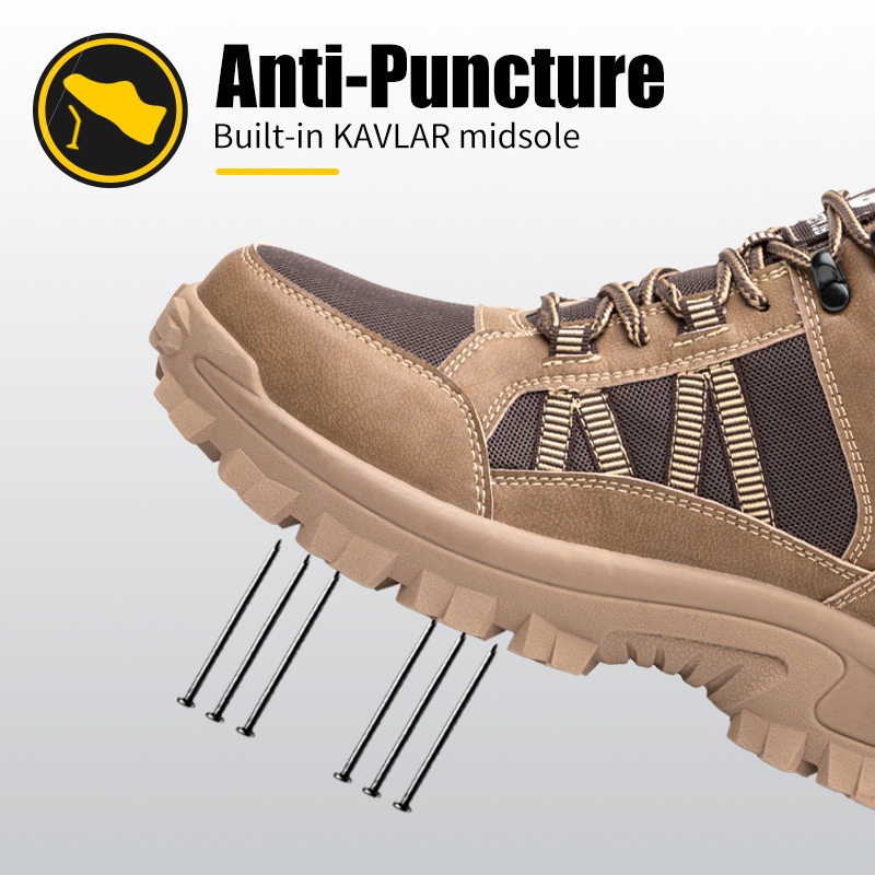 All-Season Breathable Mesh Safety Shoes Anti-Smash Anti-Puncture Lightweight Steel Toe Cap Men High-Density