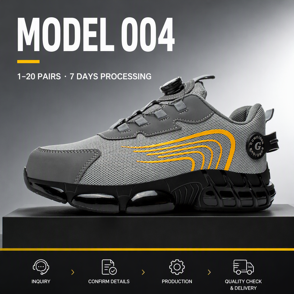 Custom-made Labor-Protective Low-top Men's Work Boots with for Upper Puncture-proof for Workshop and Construction Site Use