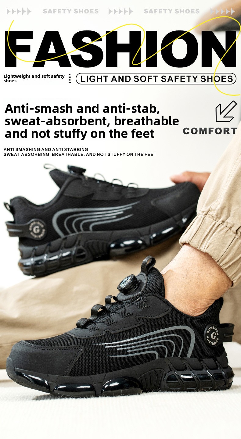 Men's Low Top Steel Toe Cap Safety Shoes with for Upper Anti-smash Anti-puncture Breathable & Comfortable Work Shoes
