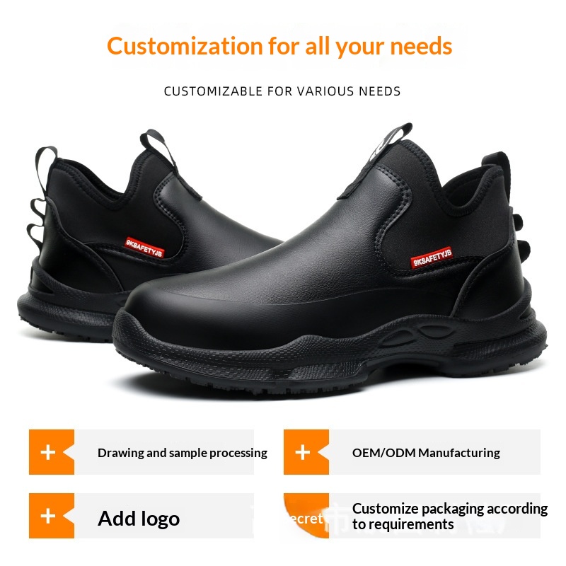 Men's Hotel Chef Shoes New Cross-border Style Imitation Microfiber Upper Lightweight Anti-slip Oil-resistant Work Boots