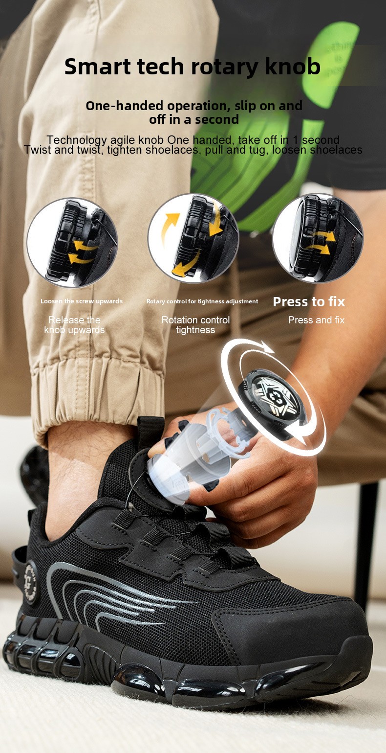 Men's Low Top Steel Toe Cap Safety Shoes with for Upper Anti-smash Anti-puncture Breathable & Comfortable Work Shoes