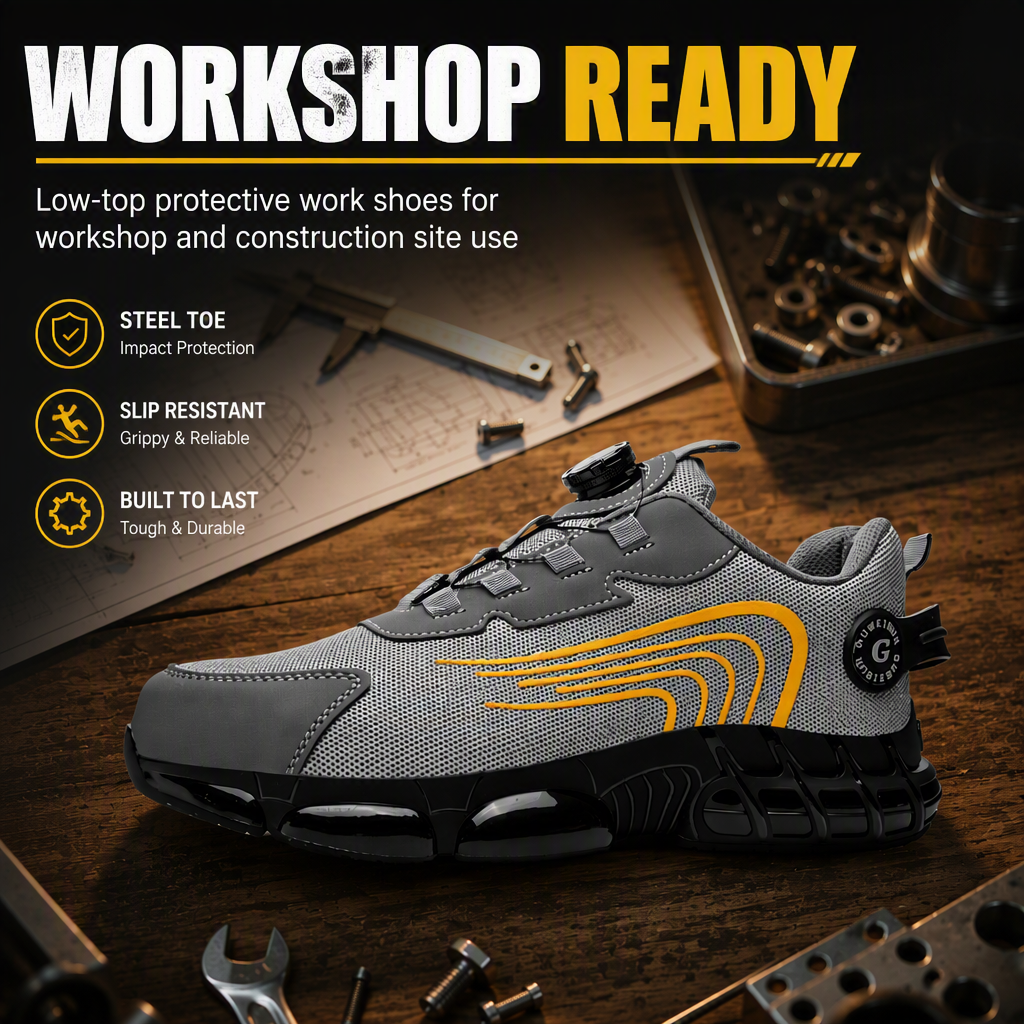 Custom-made Labor-Protective Low-top Men's Work Boots with for Upper Puncture-proof for Workshop and Construction Site Use