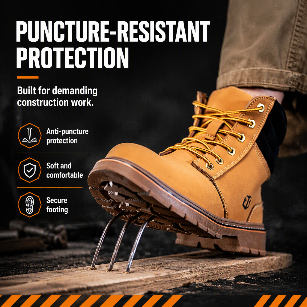 Clearance Sale Head High-top Microfiber Leather Mens Summer Shoes Non-slip Tendon Sole Impact-resistant Puncture-proof